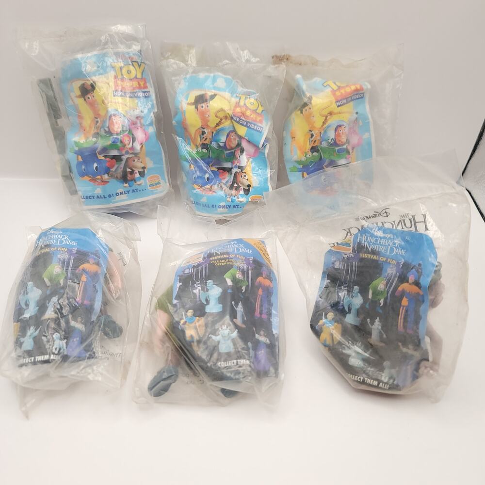 Vintage Buger King Kids Club Disney Toy Collection Lot of 6 Still Sealed